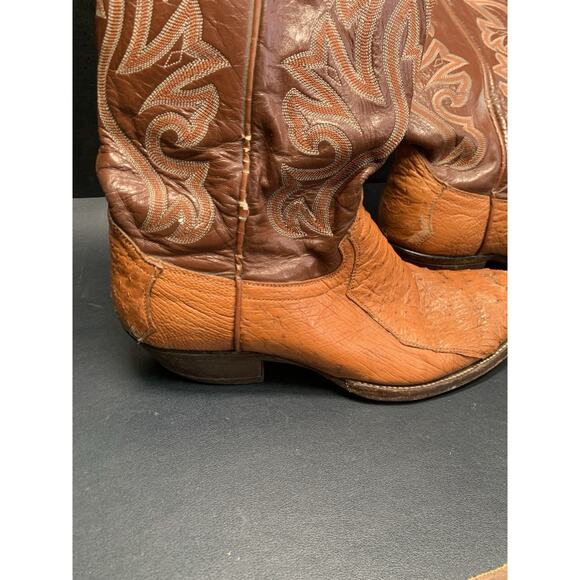 Vintage Ostrich Leather Cowboy Boots 11 D Western Embroidery main image 10